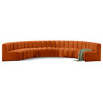 Meridian Furniture - Arc Velvet Upholstered 8-Pc. Inward Curved Modular Sectional, Cognac - Give your living room or den the perfect blend of style and versatility with this Arc velvet fabric curved modular Sectional. Part of the Arc modular furniture collection, this Sectional comes upholstered in rich cognac velvet fabric and features deep channel tufting that adds a touch of luxury while enhancing comfort and support. A seamless combination of form and function, this chair can be used with other Arc pieces to create a myriad of configurations in your well-curated room.