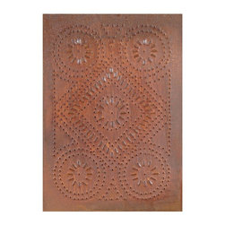 USA Handcrafted - Four Handcrafted Punched Tin Cabinet Panel Quilted Diamond Design, Rustic Tin - Decorative Objects And Figurines