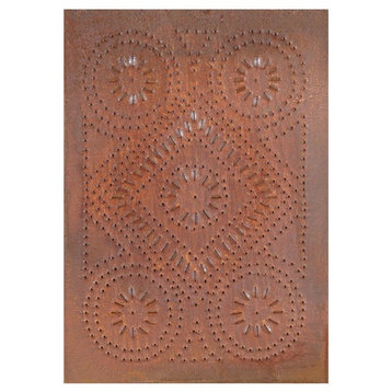 Four Handcrafted Punched Tin Cabinet Panel Quilted Diamond Design, Rustic Tin