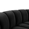 Infinity Channel Tufted Velvet Upholstered Modular Chair, Black, 3 Piece