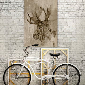 "Startled Moose" Painting Print on Wrapped Canvas