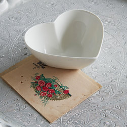 ceramic white heart dish - Decorative Bowls