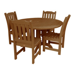 The Charming Bench Company - Lehigh 5pc Patio Outdoor Round Dining Set, Toffee - Outdoor Dining Sets