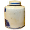 Chinese Blue White Ceramic 3 Gods Graphic Container Urn Jar Hws845