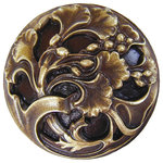 Notting Hill Decorative Hardware - Florid Leaves Knob, Antique Brass - Projection: 7/8"