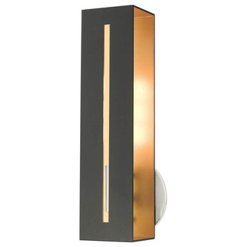 14" Tall Wall Sconce, Black-Brushed Nickel With Hand Welded Black Shade