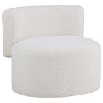 Meridian Furniture - Como Boucle Fabric Upholstered Accent Chair, Cream - Give your home a new conversation piece with this Como cream boucle fabric accent chair. Its contemporary design is sure to catch eyes whenever you have visitors. Its round seat provides a comfortable place to sit, and a curved back allows you to settle back and relax. Its rich cream boucle fabric upholstery paired with a foam cushion makes this accent chair soft, and its wooden frame ensures that this chair will last for years to come.