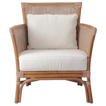 New Pacific Direct Tatum 18" Fabric and Rattan Accent Chair in Canary Brown