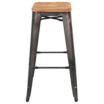 Pemberly Row 30" Backless Bar Stool in Gray/Silver (Set of 4)