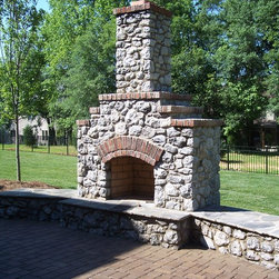 Natural Building Stone with Brick Outdoor Fireplaces & Fire Pits - Fire Pits
