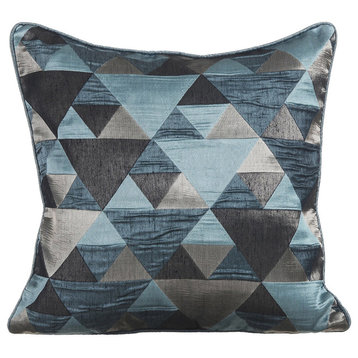 Blue Decorative Pillow Covers 18"x18" Silk, Teal Origami