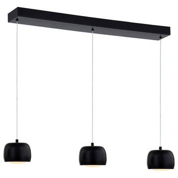 Frascati LED 3-Light Linear Chandelier, Matte Black Finish