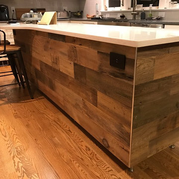 Reclaimed Wood Accent Walls Kitchen Island Rustic