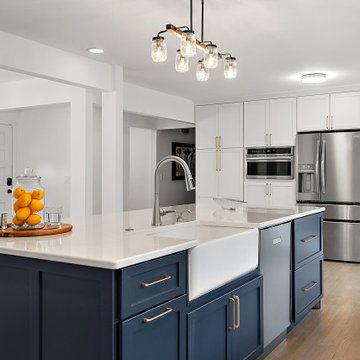 Starmark Bridgeport Kitchen & Primary Bath in White & Blueberry