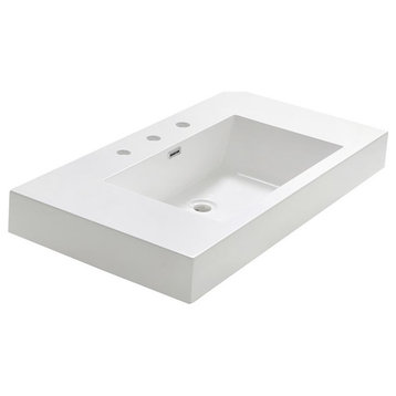 Fresca Vista 36" White Integrated Sink with Countertop