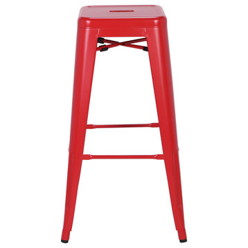Highland Commercial Grade Barstool,  Frosted Red (Set of 4)