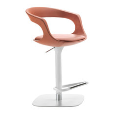 "Frenchkiss" Low-Back Swivel Bar Stool, Pink, Ultrafabric