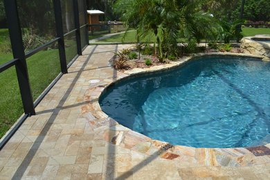 Jupiter Farms Travertine Patio Cleaning and Sealing- After
