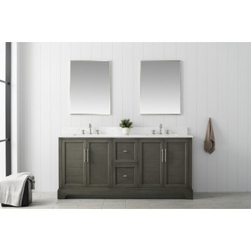 Vanity Art Bathroom Vanity with Sink & Top, Silver Grey, 72" (Double Sink), Engineered Marble