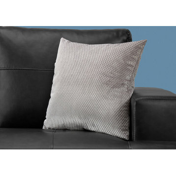 Pillows, 18 X 18 Square, Accent, Sofa, Couch, Bedroom, Polyester, Grey