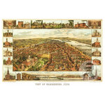 Ted's Vintage Art - Historic Harrisburg,  PA Map 1855, Vintage Pennsylvania Art Print, 18"x24" - Ghosted image on final product not included