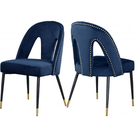 Akoya Velvet Dining Chair, Set of 2, Navy