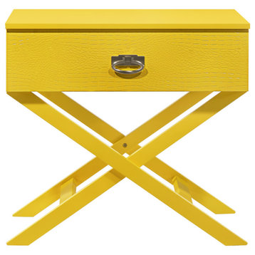 Xavier 1-Drawer Nightstand (25 in. H x 27 in. W x 16 in. D), Yellow
