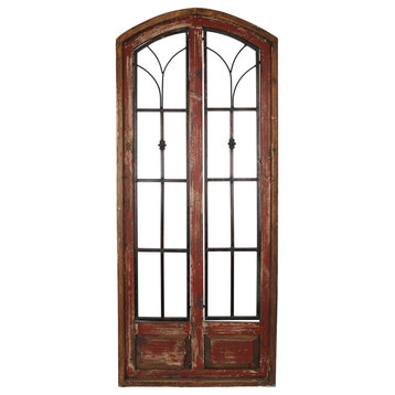 San Miguel Farmhouse Window Style Wall Decor, Red, Large