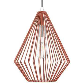 Livex Lighting 41325 Linz 12"W Pendant - Shiny Red / Polished Chrome Accents