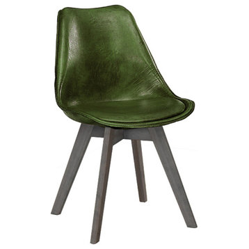 Pietro Dining Chair, Buffalo Leather Cover, Vintage Green Color