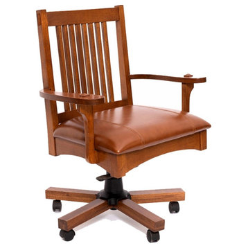 Crafters and Weavers Arts and Crafts Wood Office Chair in Oak