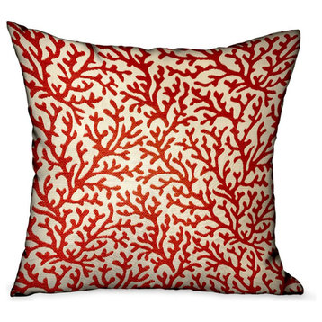 Plutus Sweet Trinidad Red Floral Luxury Throw Pillow, 16"x16"