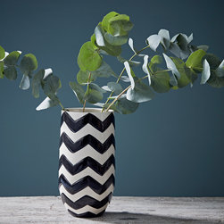 Black and White Chevron Vase - Vases