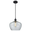 Large Fenton 1-Light LED Mini Pendant, Matte Black, Glass: Clear