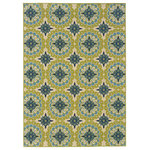 Newcastle Home - Coronado Indoor and Outdoor Floral Green and Ivory Rug, 5'3"x7'6" - Coronado is a striking new indoor/outdoor collection in trend-forward shades of indigo and Mediterranean blue and bright lime green.  Simple, sophisticated patterns come alive with tons of texture and pops of bright color.  It is a collection of high-style, high durability rugs that are perfect for the outdoors or for any room in the home.  Machine made of 100% polypropylene.