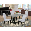 East West Furniture V-Style 5-piece Dining Set w/ High Roll Chair Back in Black