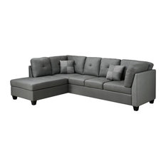 Durable Sectional Sofas Houzz Monarch Specialties Sectional Sofa Light Gray Material Bonded Leather Sofas