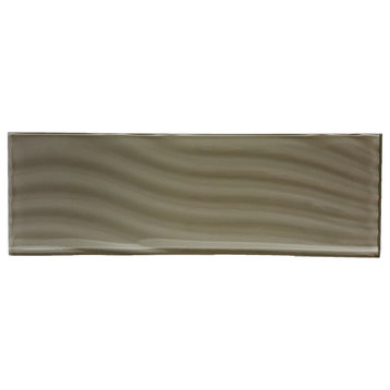 Pacific 4 in x 12 in Textured Glass Subway Tile in Tawny