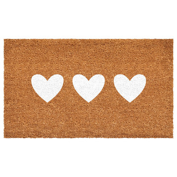 Calloway Mills White Trio Heart Doormat, 24" X 48"