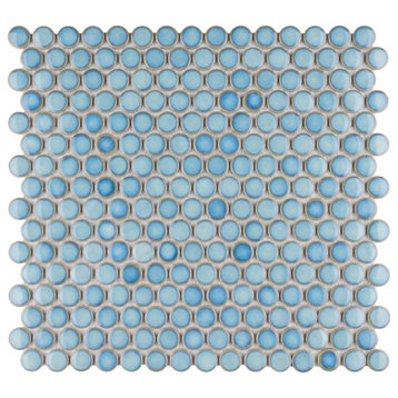 Hudson Penny Round Marine Porcelain Floor and Wall Tile