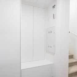 Walnut and White Built Ins - Storage Cabinets