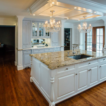 White Kitchen with Blue China Hutch