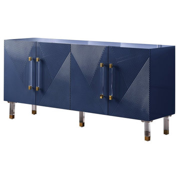 Best Master Furniture Fenella 65" Modern Wood Sideboard with Gold Accent in Navy