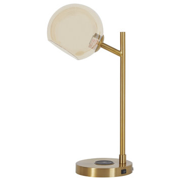 Abanson Contemporary Amber/Gold Finish Metal Desk Lamp