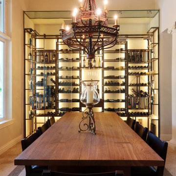 Transitional Rust Metal Wine Room