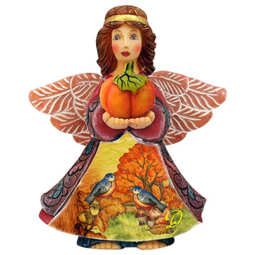 Autumn Angel With Pumpkin Handcrafted Christmas Figurine