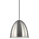 Generation Lighting Collection - Hudson Street 1-Light Pendant, Satin Aluminum - Simple, yet bold, the Hudson Street pendant by Sea Gull Lighting complements a wide array of decor from shabby chic to country farmhouse to sleek contemporary. As if salvaged directly from a turn of the 19th century factory, this �industrial artifact� will add a rich ambience to any 21st century setting. Available in Burnt Sienna, Stardust and Satin Aluminum finishes, the deep dome pendant light offers a choice of incandescent or ENERGY STAR-qualified LED lamping. All fixtures are California Title 24 compliant.