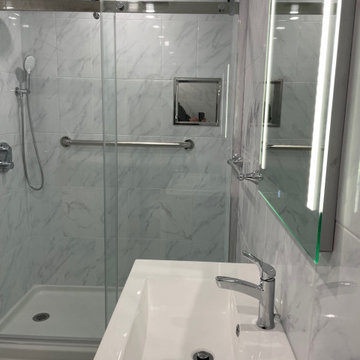 Modern Basement Bathroom Reno: 3 Piece Shower Conversion