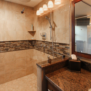 Granite Countertops with Integrated Shower Partition