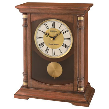 Seiko Clocks, Charming Medium Brown Clock With Pendulum and Chime
